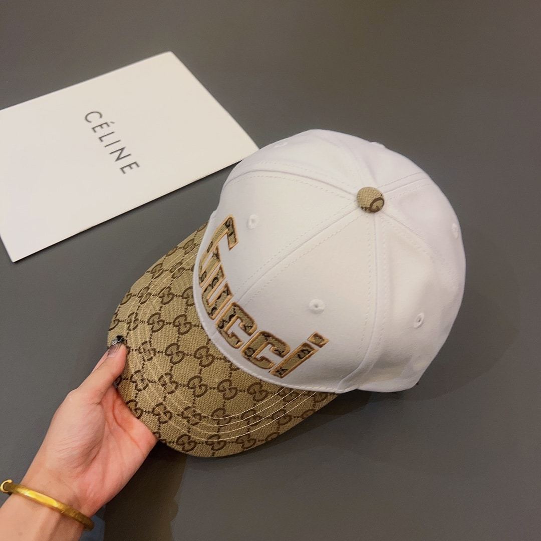 GG LETTER GG CANVAS BASEBALL CAP WHITE
