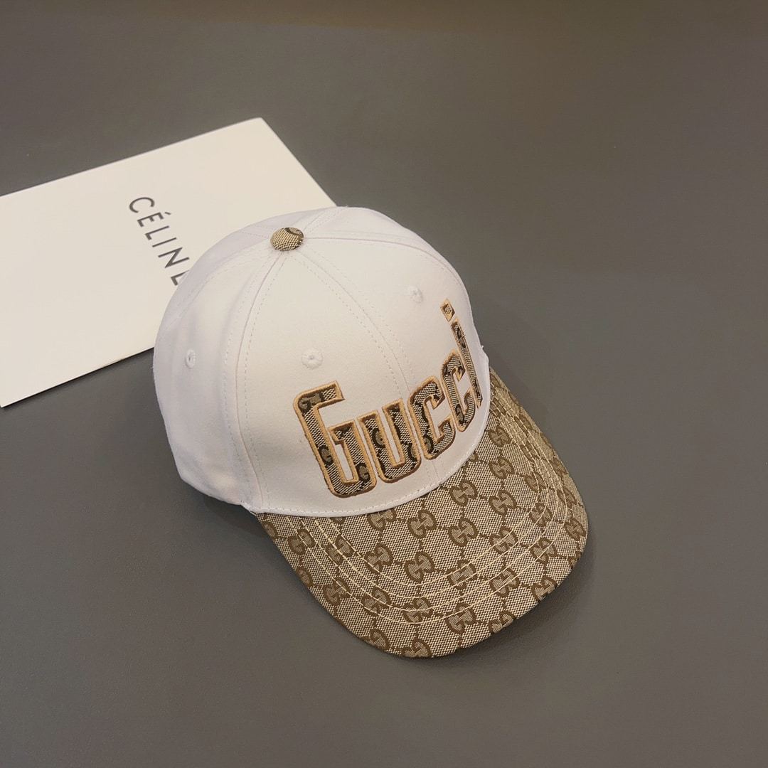GG LETTER GG CANVAS BASEBALL CAP WHITE