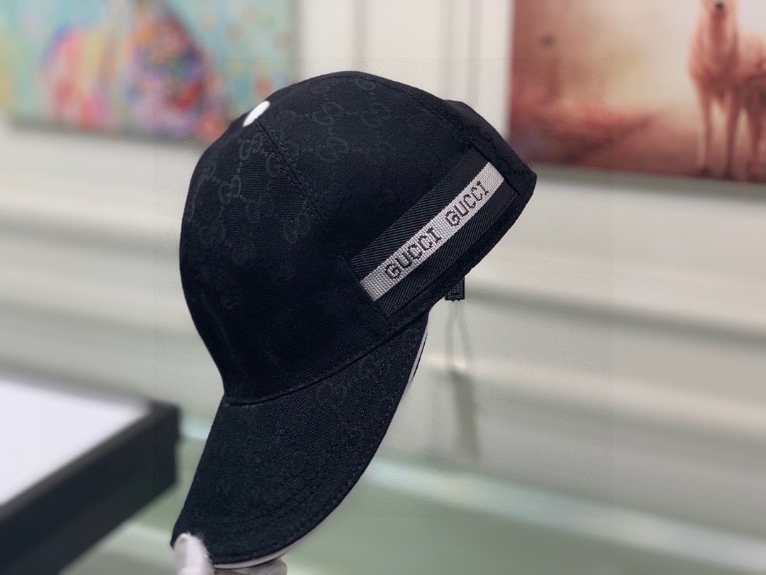 GG GG LOGO WITH BAND BASEBALL CAP BLACK