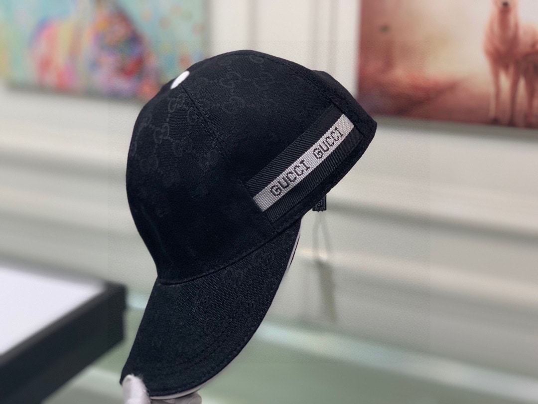 GG GG LOGO WITH BAND BASEBALL CAP BLACK