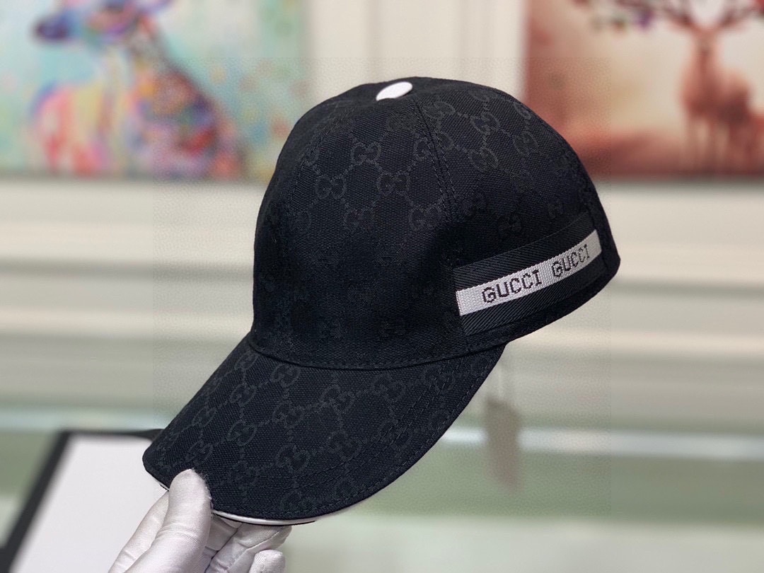 GG GG LOGO WITH BAND BASEBALL CAP BLACK