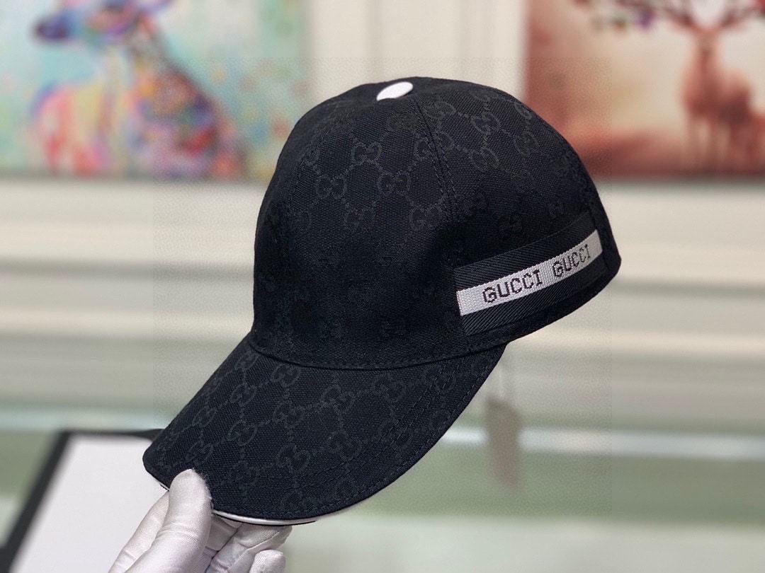 GG GG LOGO WITH BAND BASEBALL CAP BLACK