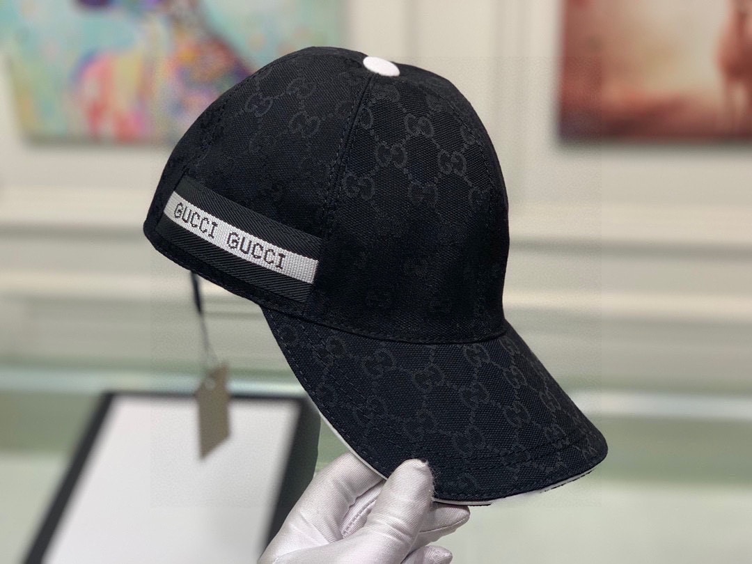 GG GG LOGO WITH BAND BASEBALL CAP BLACK