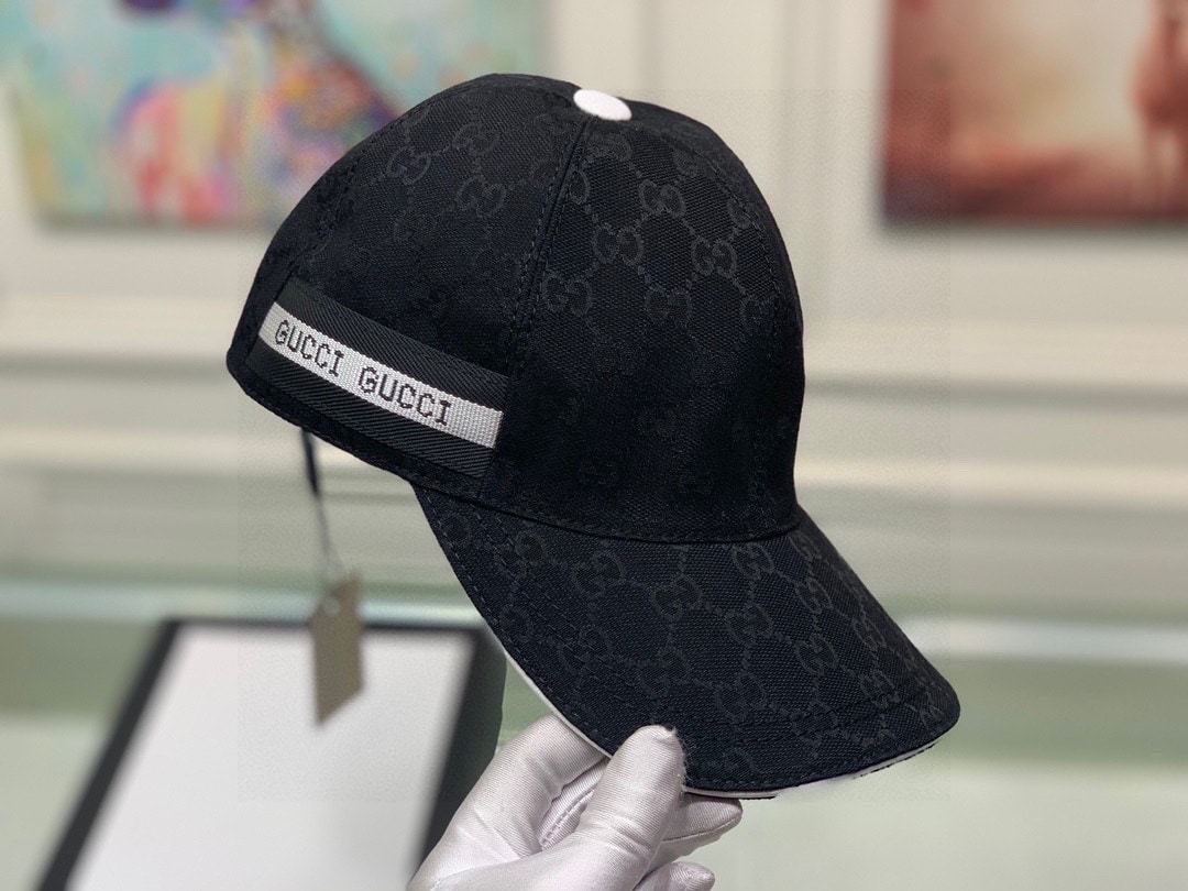 GG GG LOGO WITH BAND BASEBALL CAP BLACK