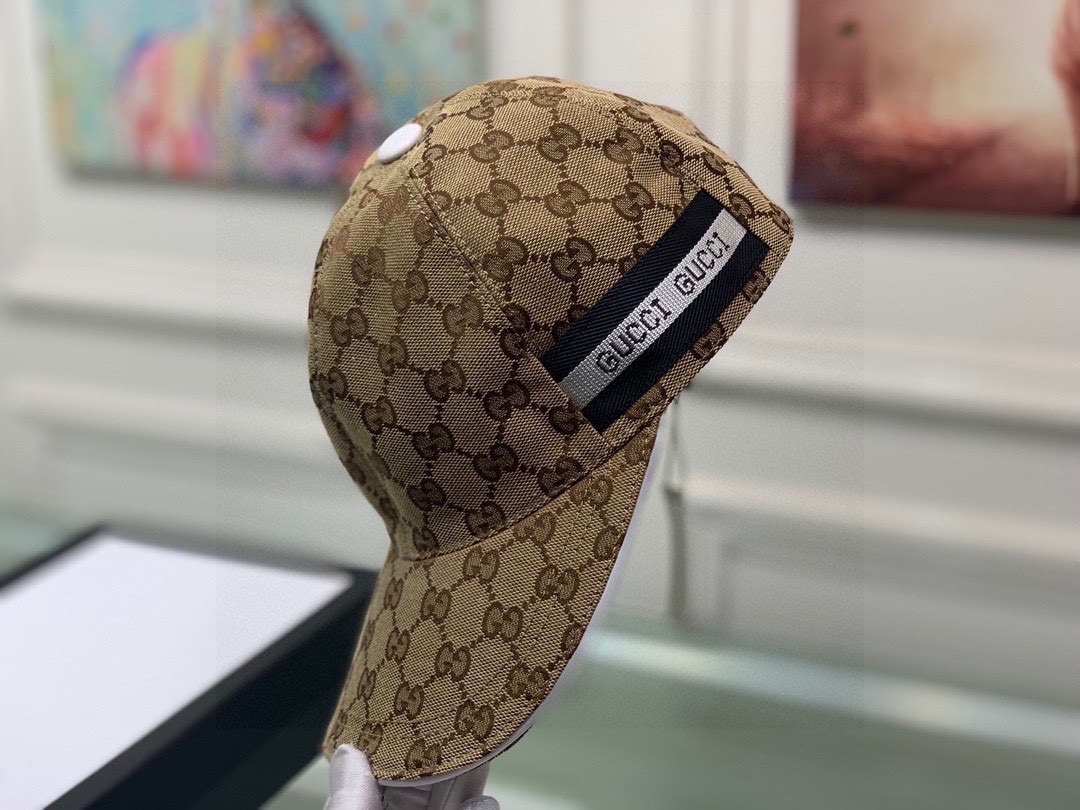 GG GG LOGO WITH BAND BASEBALL CAP BROWN