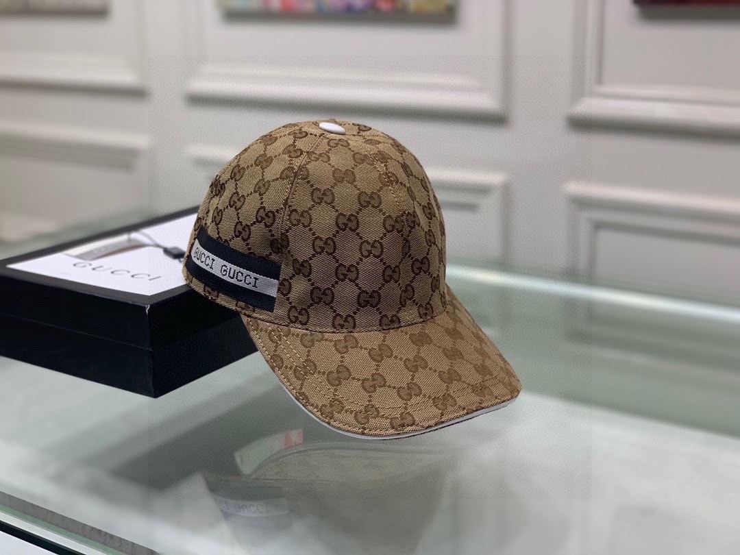 GG GG LOGO WITH BAND BASEBALL CAP BROWN