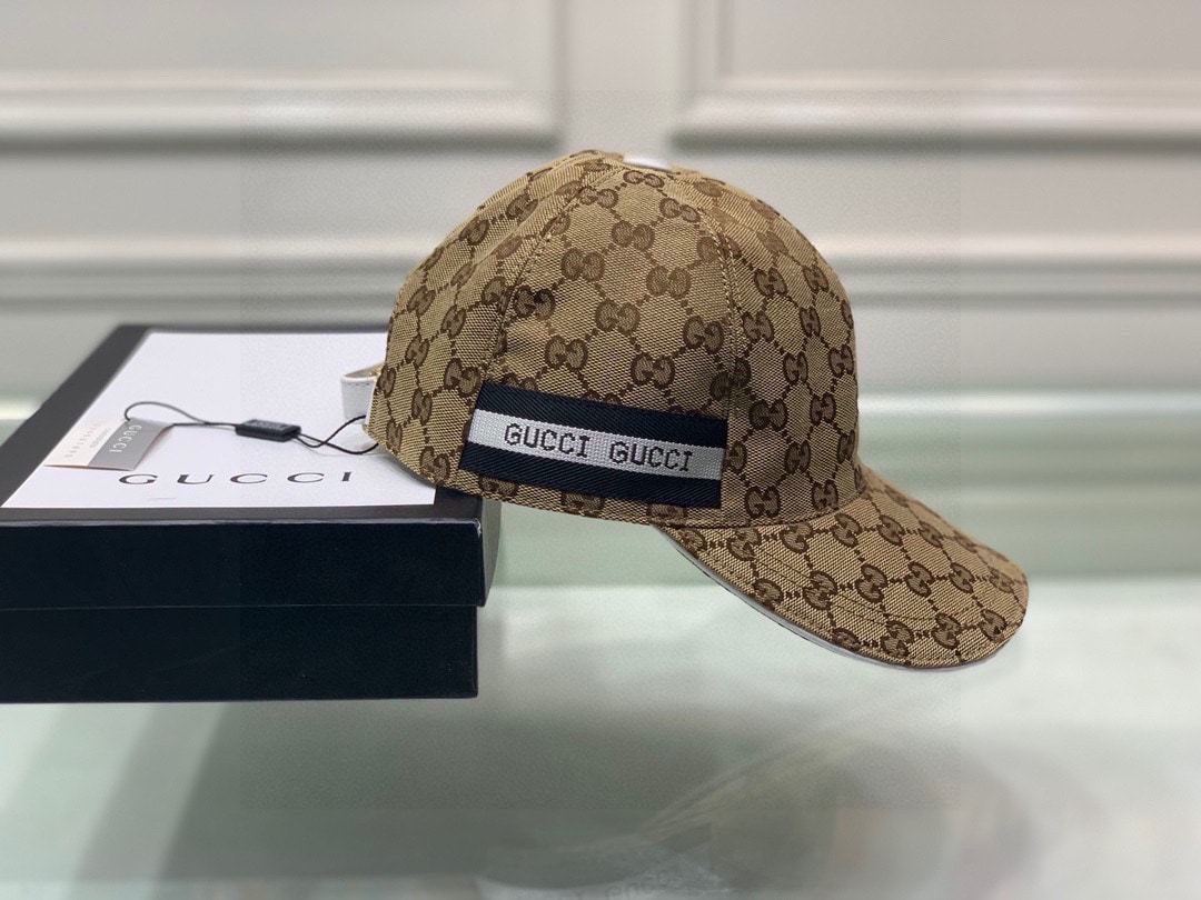 GG GG LOGO WITH BAND BASEBALL CAP BROWN