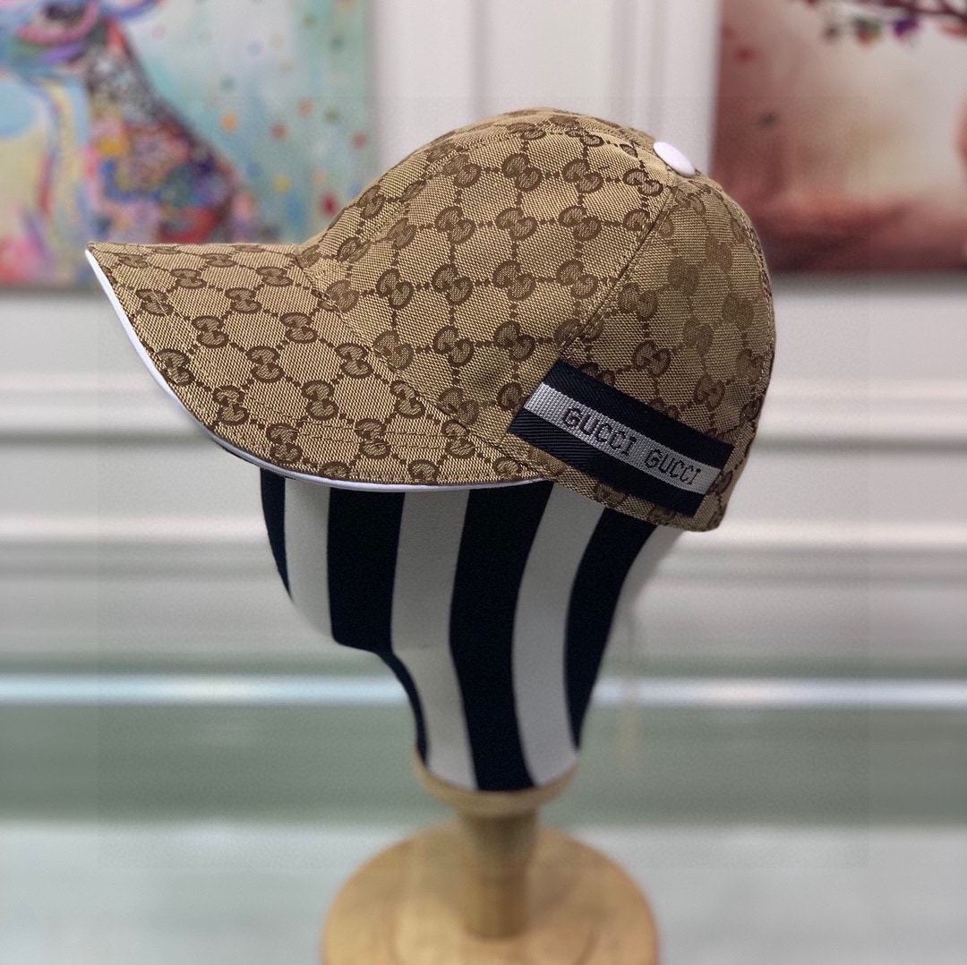 GG GG LOGO WITH BAND BASEBALL CAP BROWN