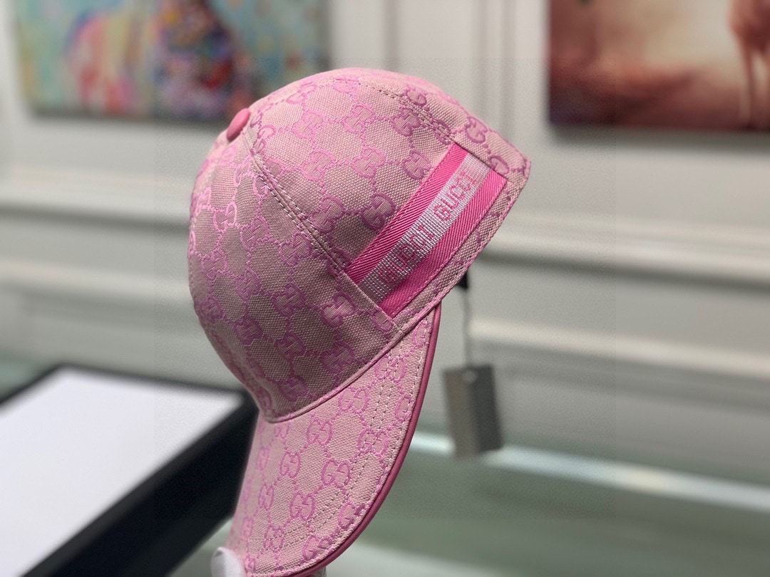 GG GG LOGO WITH BAND BASEBALL CAP PINK