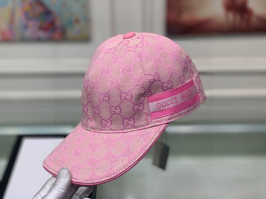 GG GG LOGO WITH BAND BASEBALL CAP PINK