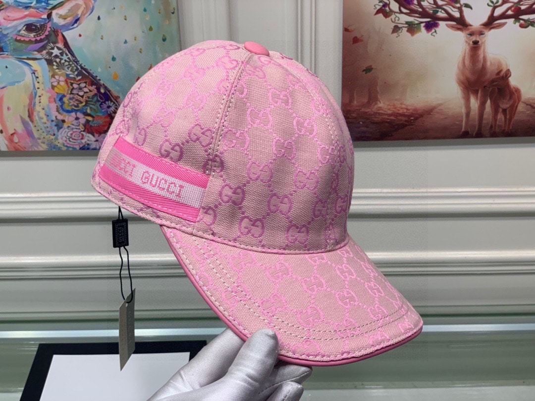 GG GG LOGO WITH BAND BASEBALL CAP PINK