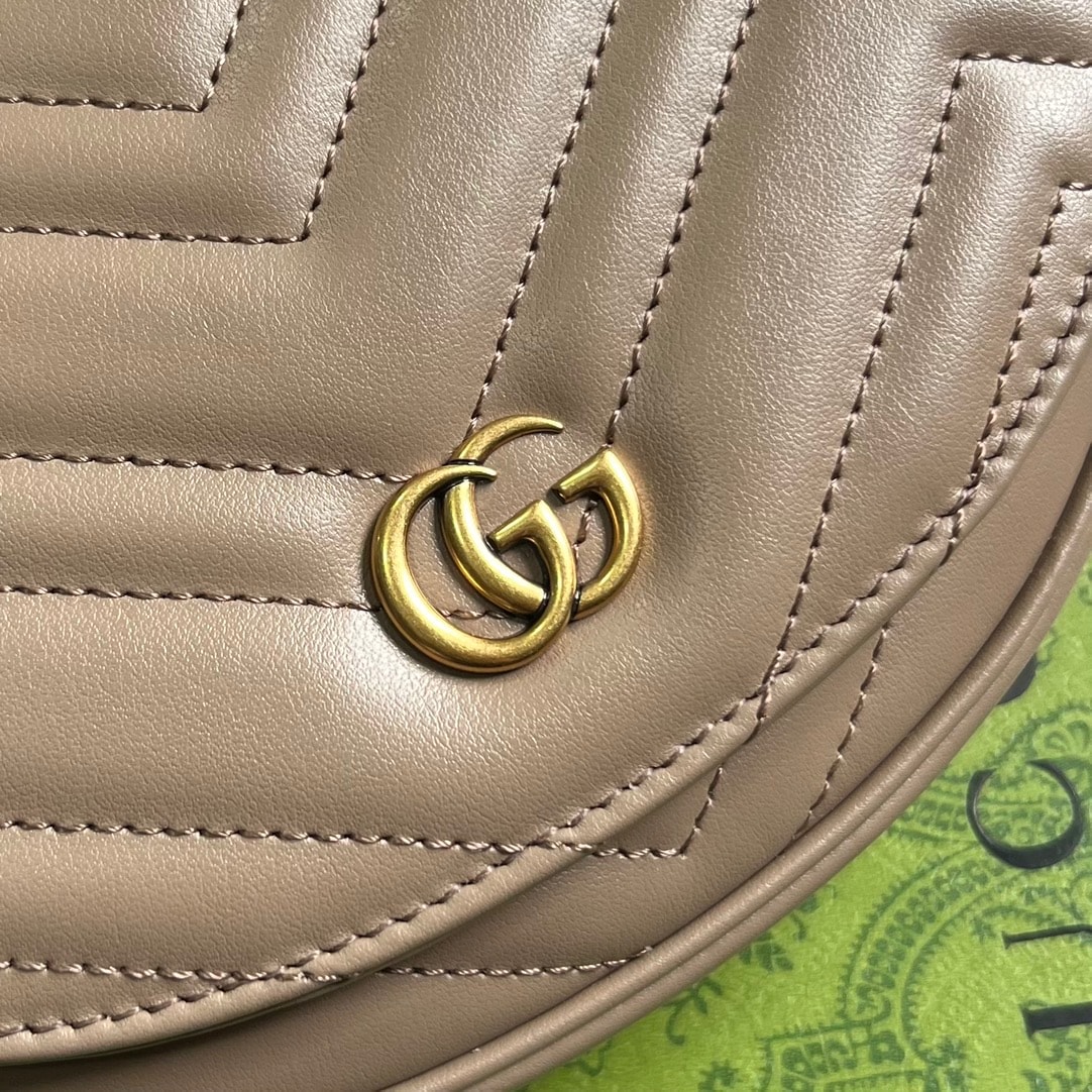 GG GG MARMONT MATELASSÉ CHAIN MINI BAG BEIGE 20CM