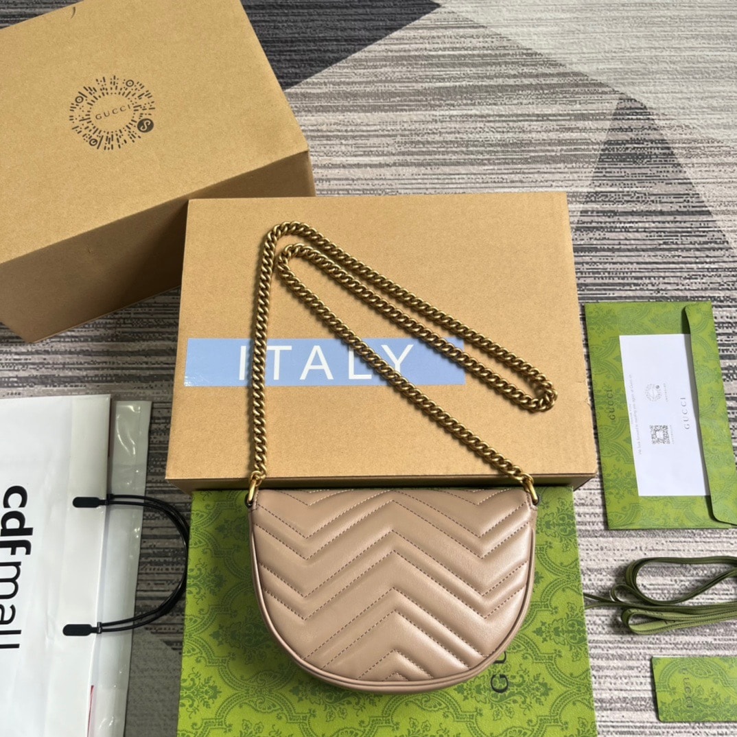 GG GG MARMONT MATELASSÉ CHAIN MINI BAG BEIGE 20CM