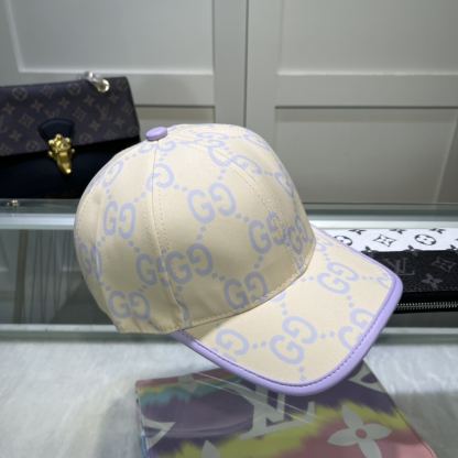 GG GG MONOGRAM BASEBALL CAP BEIGE LIGHT PURPLE