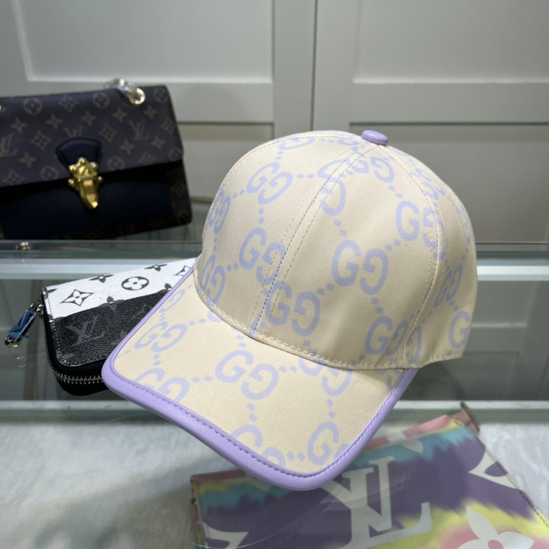 GG GG MONOGRAM BASEBALL CAP BEIGE LIGHT PURPLE