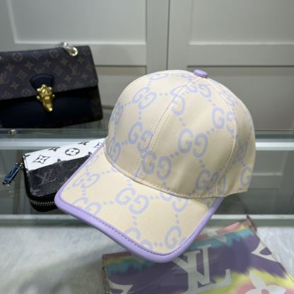 GG GG MONOGRAM BASEBALL CAP BEIGE LIGHT PURPLE