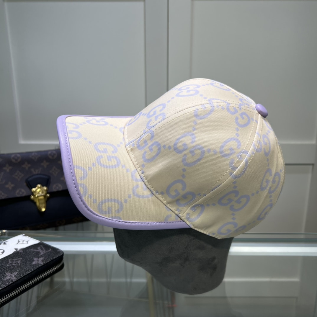 GG GG MONOGRAM BASEBALL CAP BEIGE LIGHT PURPLE