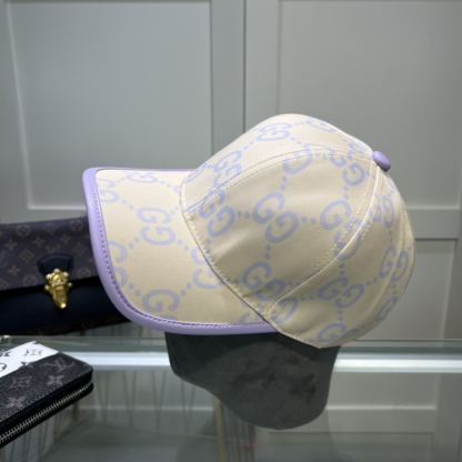 GG GG MONOGRAM BASEBALL CAP BEIGE LIGHT PURPLE
