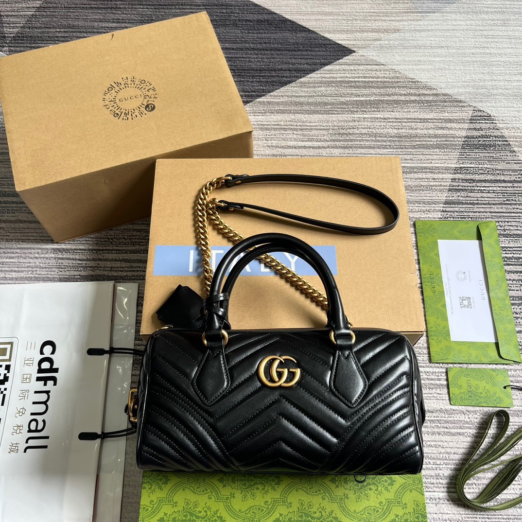 GG GG MARMONT SMALL TOP HANDLE BAG BLACK 27CM 746319 AABZB 1000