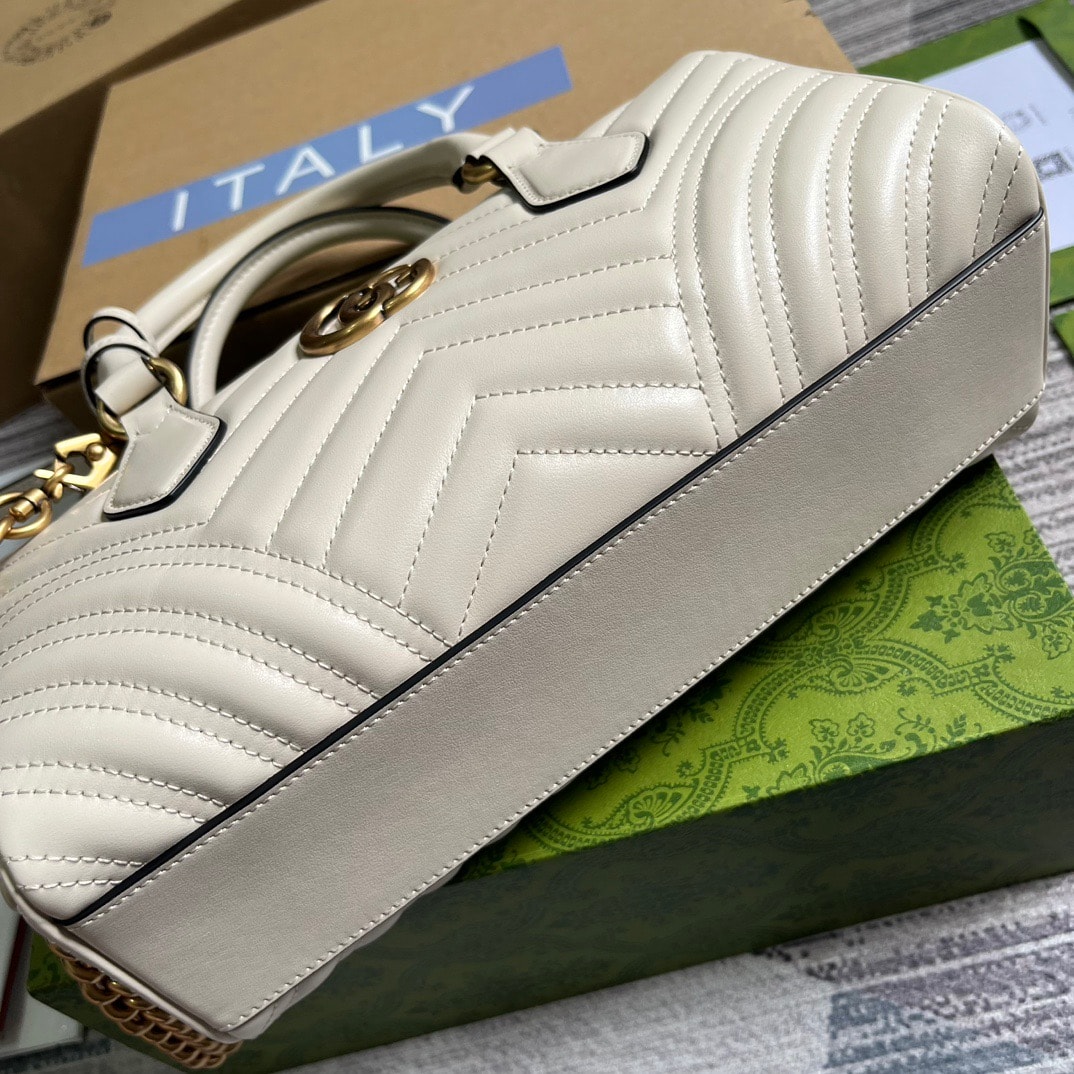 GG GG MARMONT SMALL TOP HANDLE BAG WHITE 27CM 746319 AABZB 9022