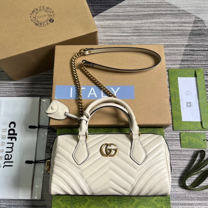 GG GG MARMONT SMALL TOP HANDLE BAG WHITE 27CM 746319 AABZB 9022