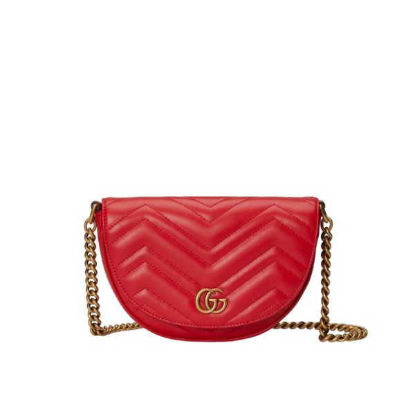 GG GG MARMONT MATELASSÉ CHAIN MINI BAG RED 20CM 746431 DTDHT 6832