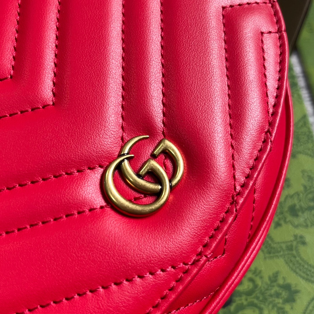 GG GG MARMONT MATELASSÉ CHAIN MINI BAG RED 20CM 746431 DTDHT 6832