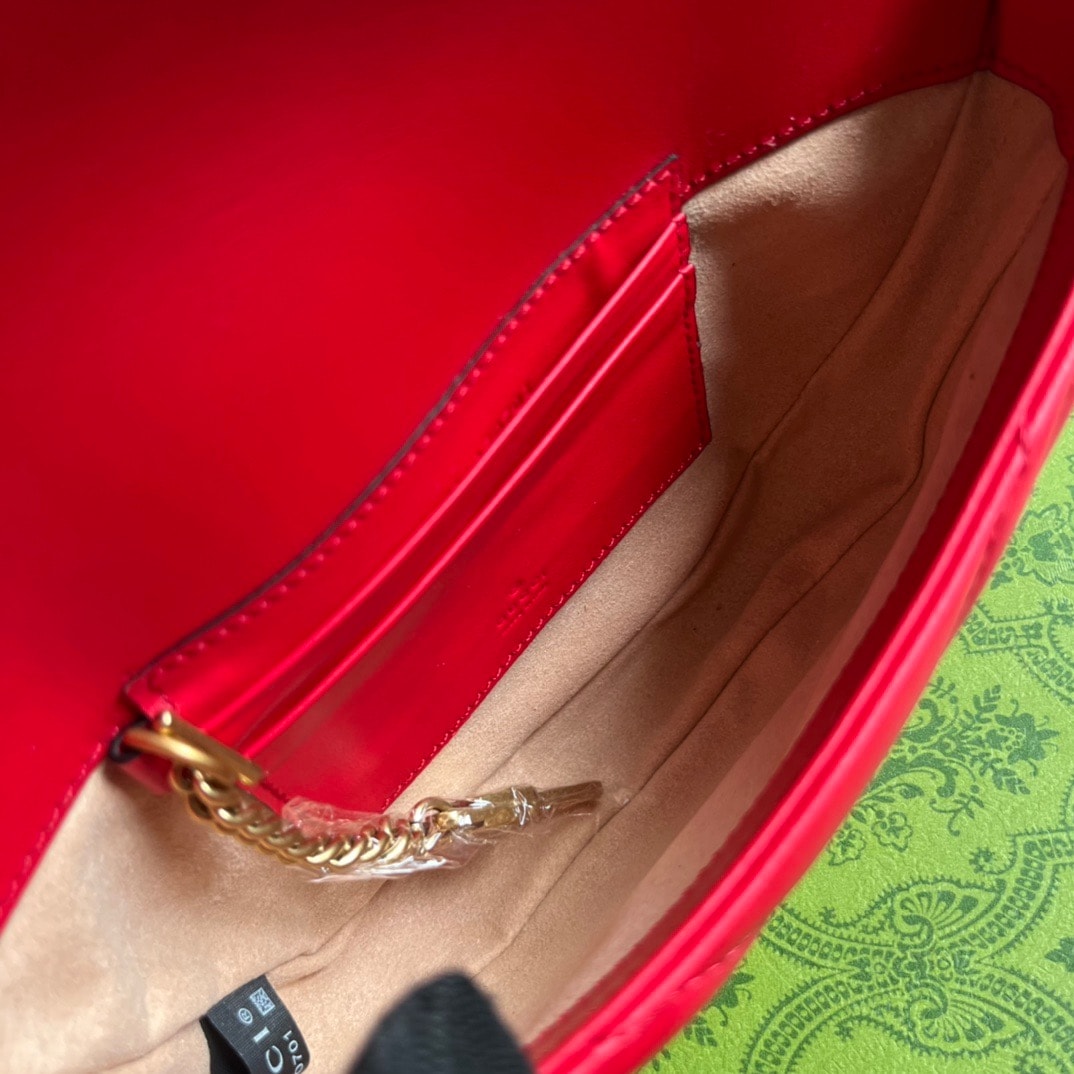GG GG MARMONT MATELASSÉ CHAIN MINI BAG RED 20CM 746431 DTDHT 6832