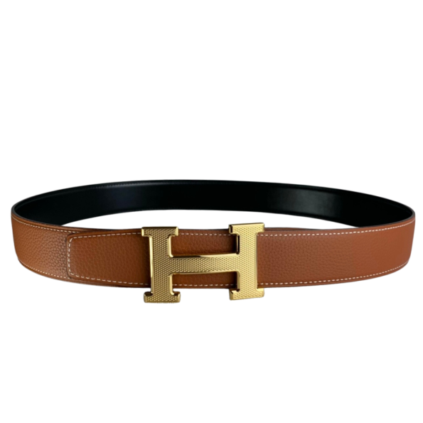 HM BELT TOGO SWIFT GOLD BUCKLE BROWN 38MM