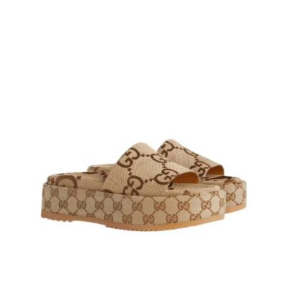 SANDAL GG 623212 UKO00 2580 WOMEN'S PLATFORM SLIDE SANDAL CAMEL