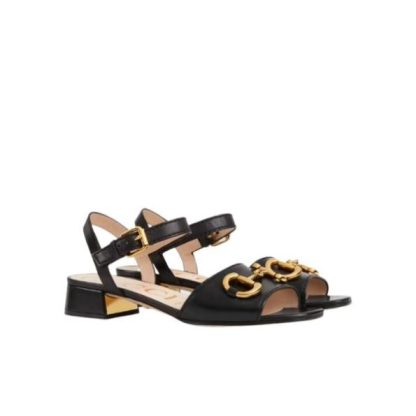 SANDAL GG 655413 BKO00 1000 WOMEN'S SANDAL WITH HORSEBIT BLACK