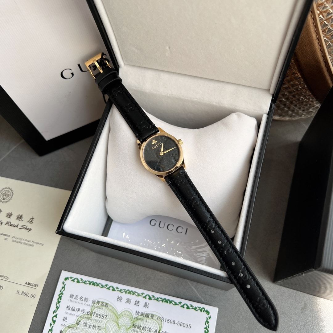 GUCCI G TIMELESS WATCH BLACK DIAL 27MM