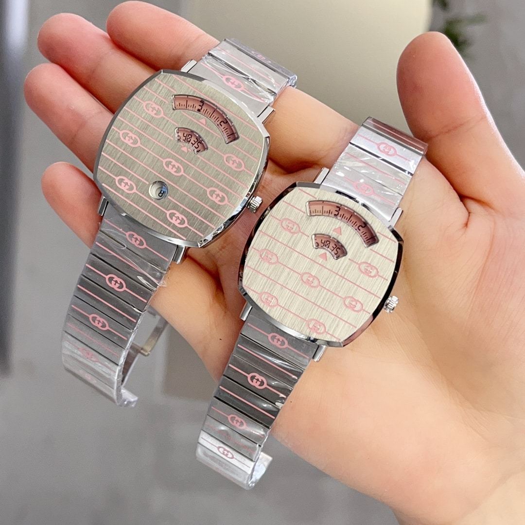 GUCCI GRIP WATCH PINK ENAMEL 38MM YA157438