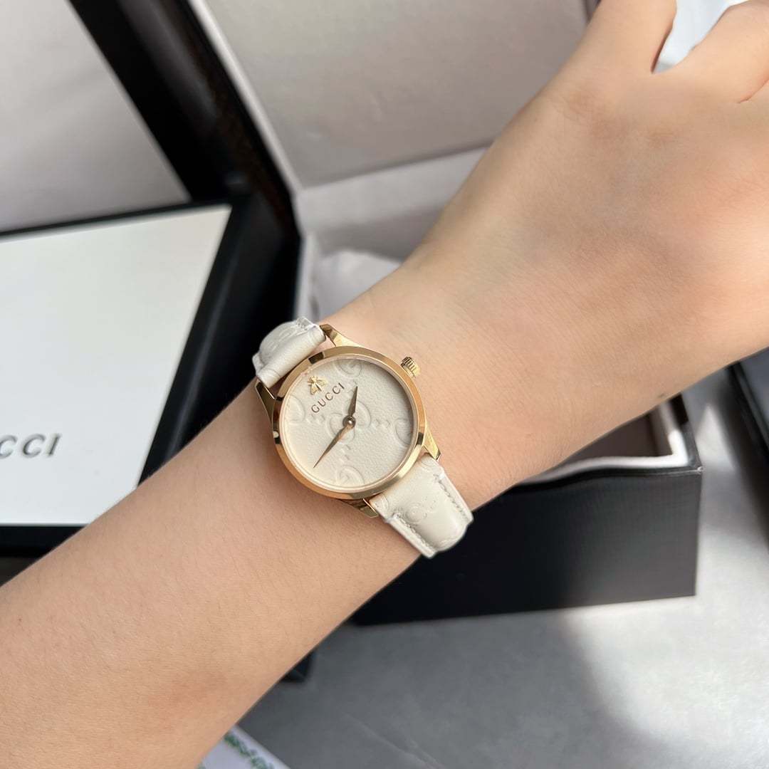 GUCCI G TIMELESS WATCH WHITE DIAL 27MM