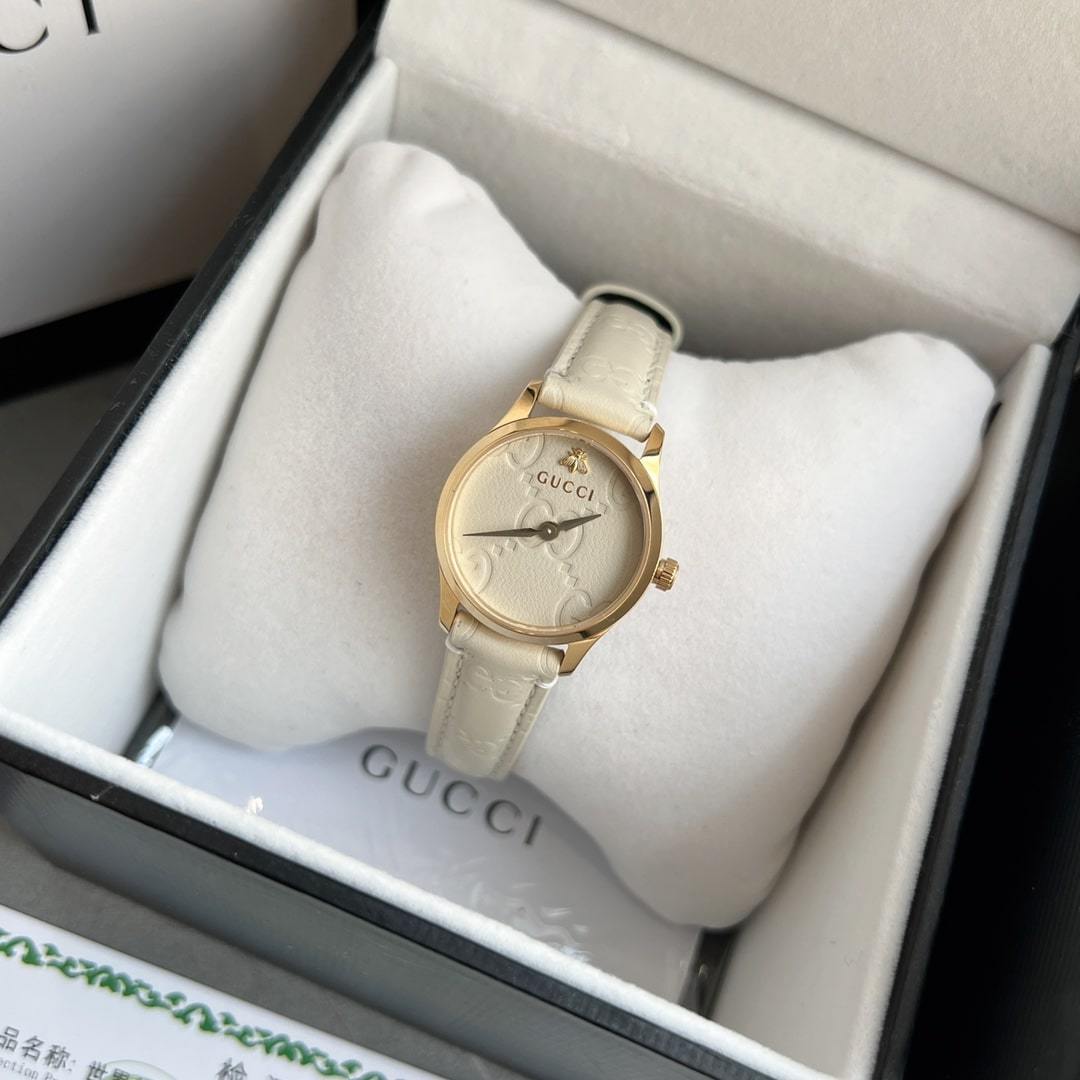 GUCCI G TIMELESS WATCH WHITE DIAL 27MM
