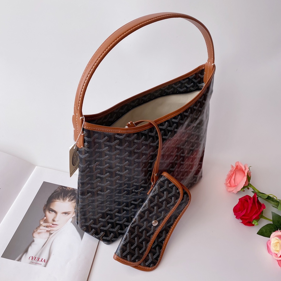 GOYARD BOHÈME HOBO BAG BLACK TAN 42CM BOHEMEPMLTY01CL03P