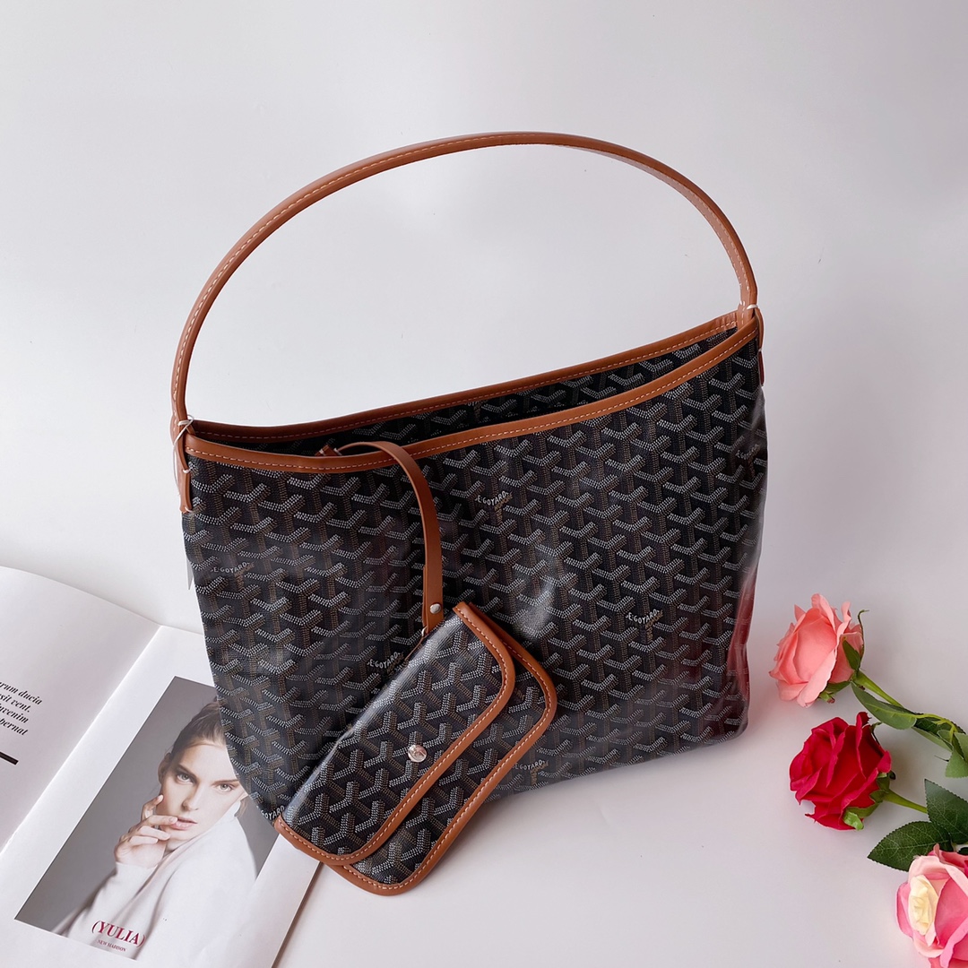 GOYARD BOHÈME HOBO BAG BLACK TAN 42CM BOHEMEPMLTY01CL03P