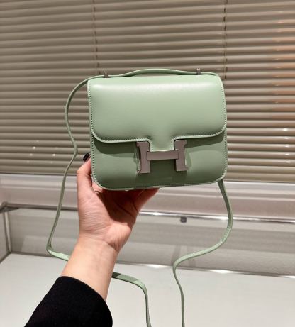 HM CONSTANCE LEATHER BAG AVOCADO GREEN 18CM