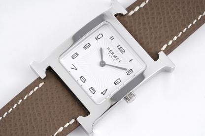 HERMES H HOUR WATCH BROWN STRAP 21MM