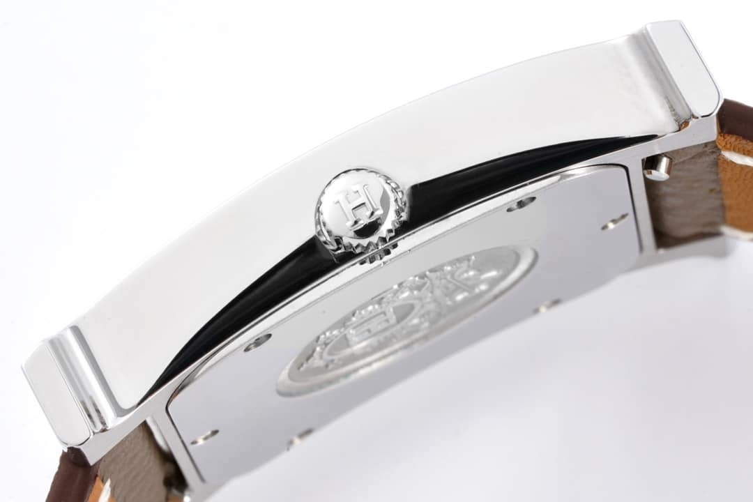 HERMES H HOUR WATCH BROWN STRAP 21MM