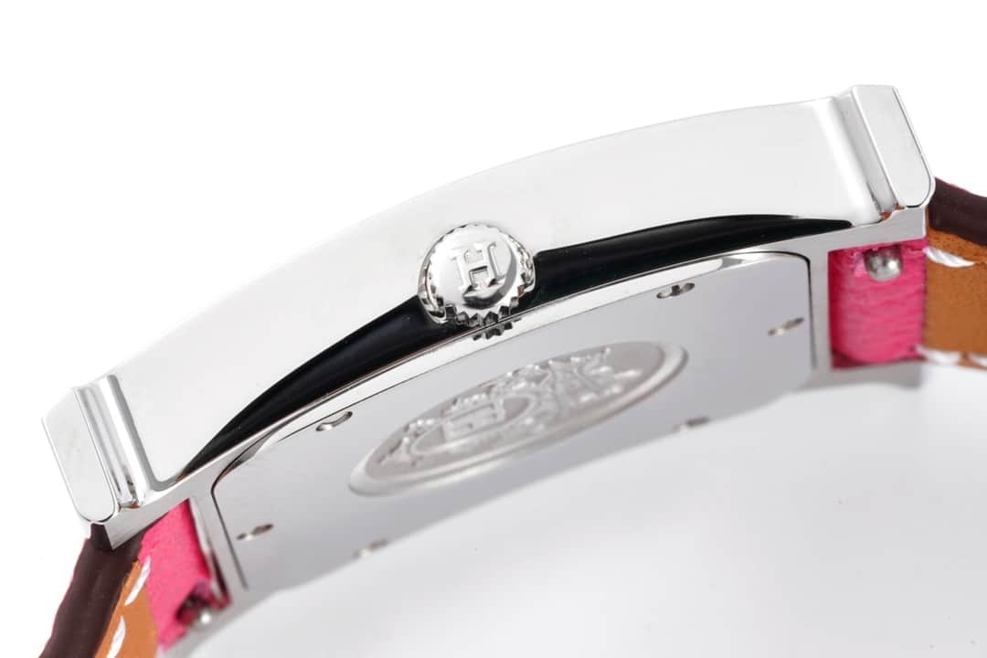 HERMES H HOUR WATCH PINK STRAP 21MM 038276WW00