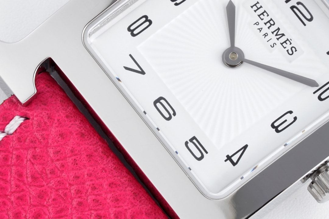HERMES H HOUR WATCH PINK STRAP 21MM 038276WW00
