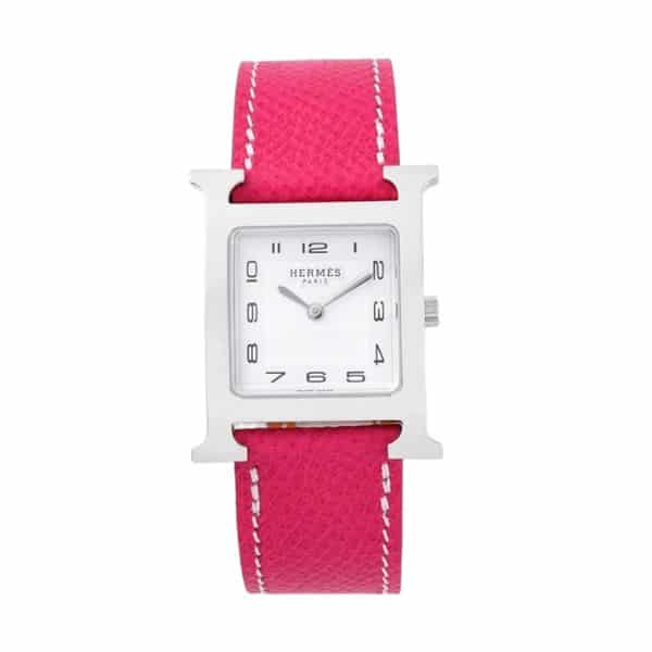 HERMES H HOUR WATCH PINK STRAP 21MM 038276WW00