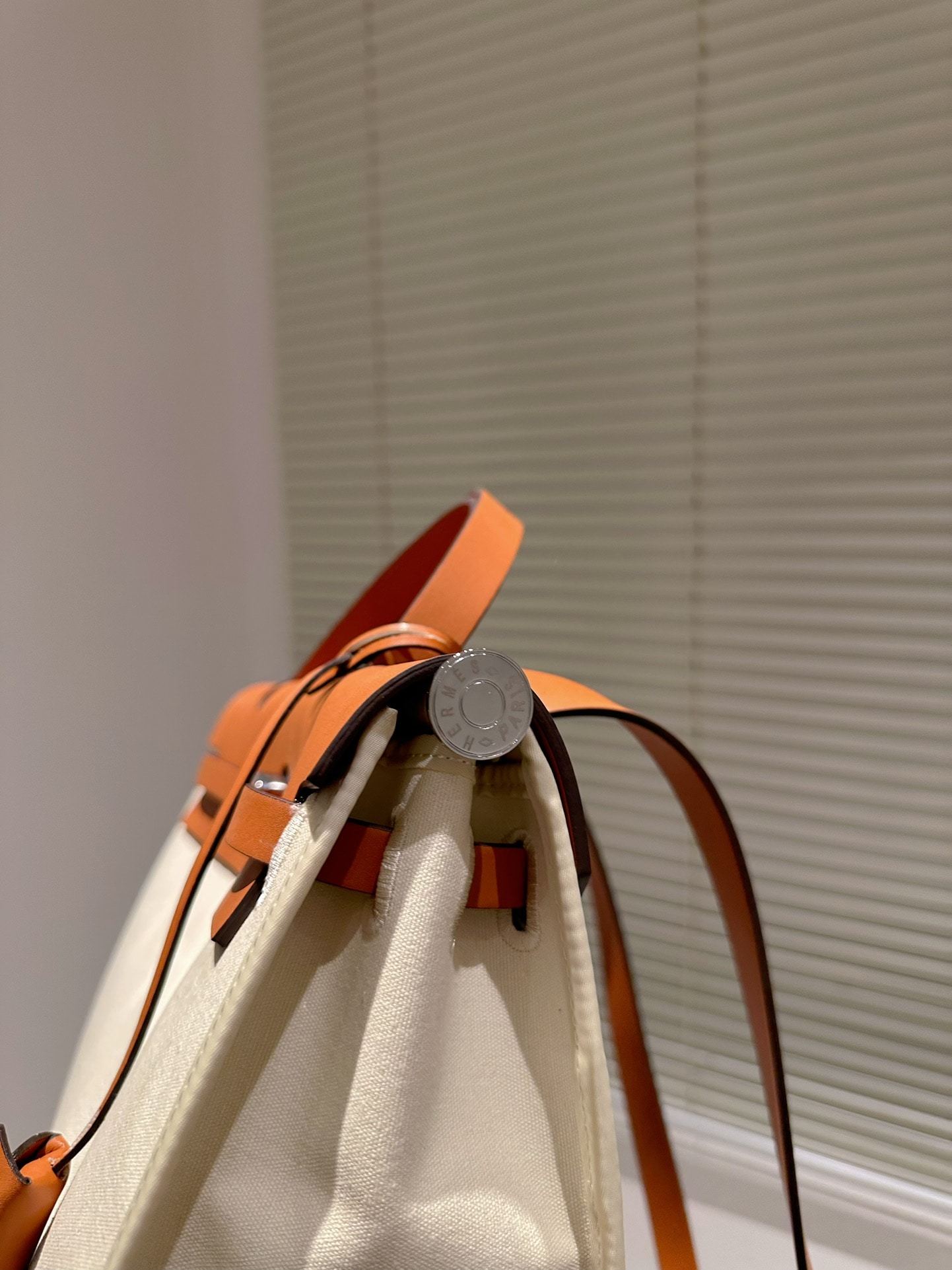 HM HERBAG ZIP 31 BAG PALLADIUM HARDWARE ORANGE BEIGE 31CM