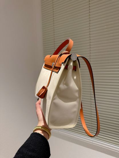 HM HERBAG ZIP 31 BAG PALLADIUM HARDWARE ORANGE BEIGE 31CM