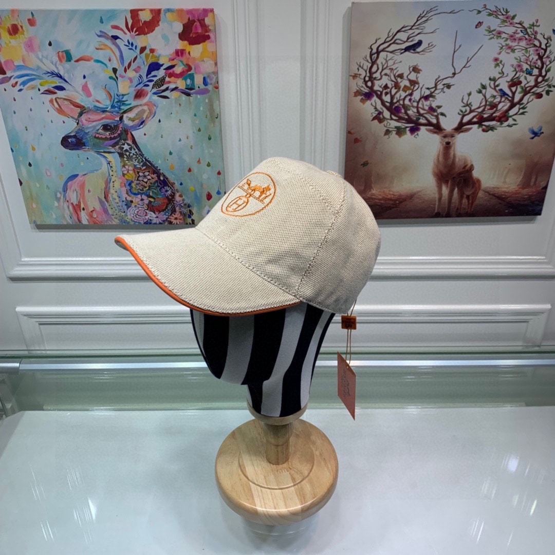 HM LOGO CANVAS CAP BEIGE ORANGE