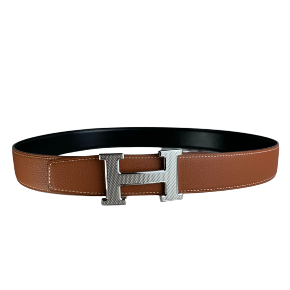 HM BELT TOGO SWIFT SILUVER BUCKLE BROWN 38MM