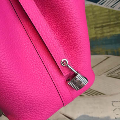 HM Picotin Lock 18 Pink Clemence Palladium Hardware For Women 7.5in/19cm