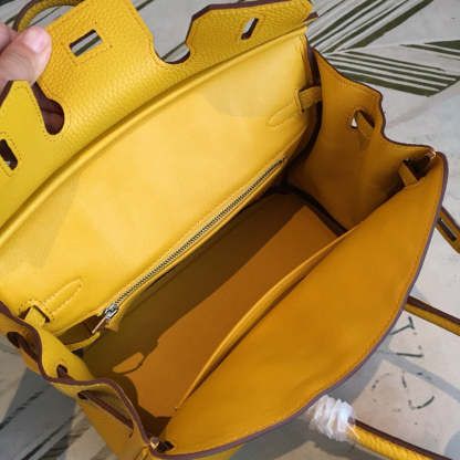 HM Birkin Yellow For Women Silver Toned Hardware 9.8in/25cm