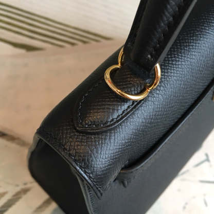 HM Kelly Black For Women Gold Toned Hardware 10in/25cm